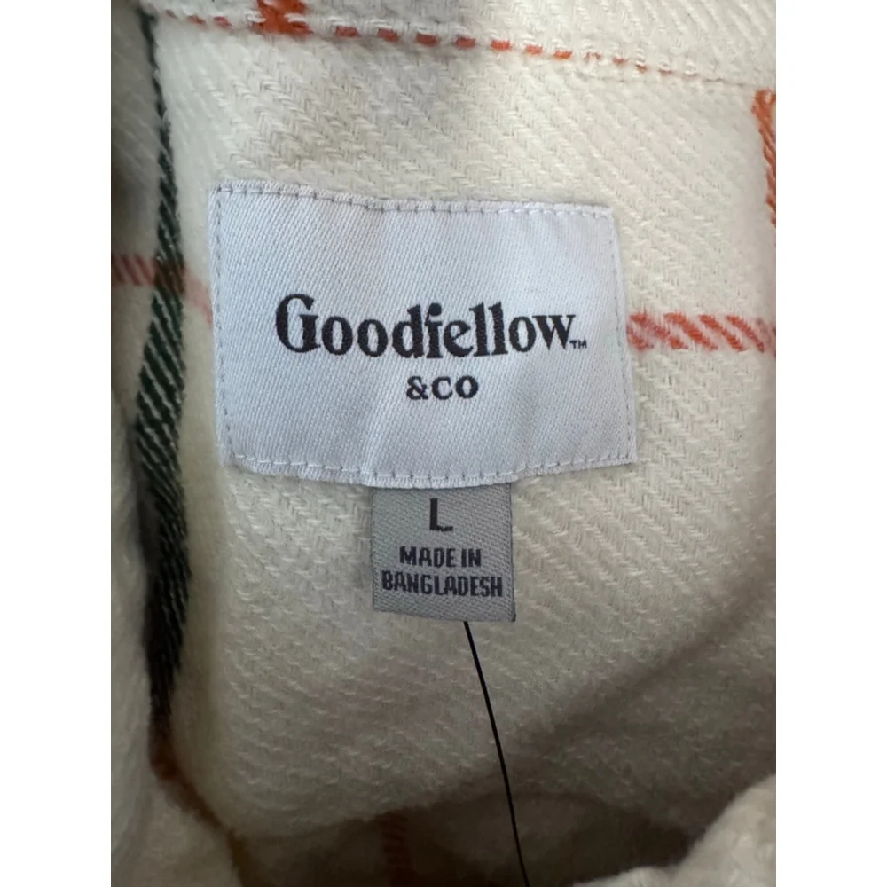 Men's Goodfellow & Co L Cream Plaid Heavyweight Flannel Shirt Jacket